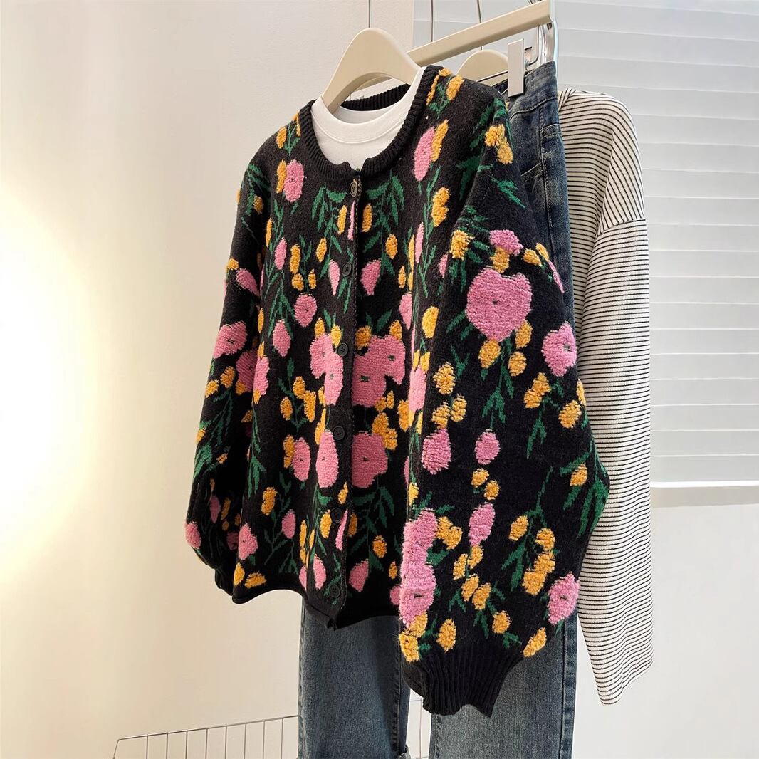 【outer】ジャカードニットカーデ　M28933