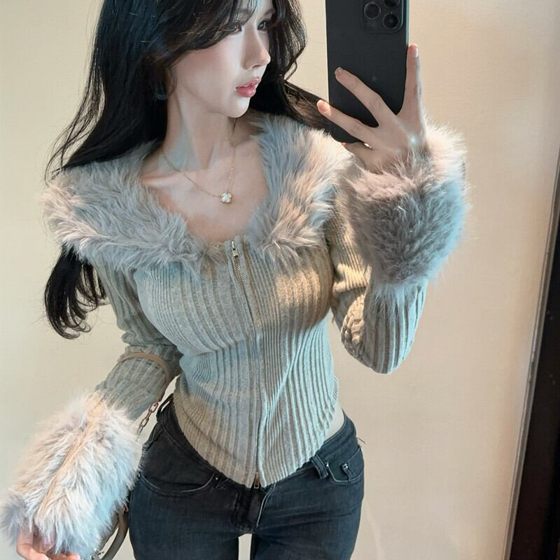 【outer】ファーニットカーデ　M27826