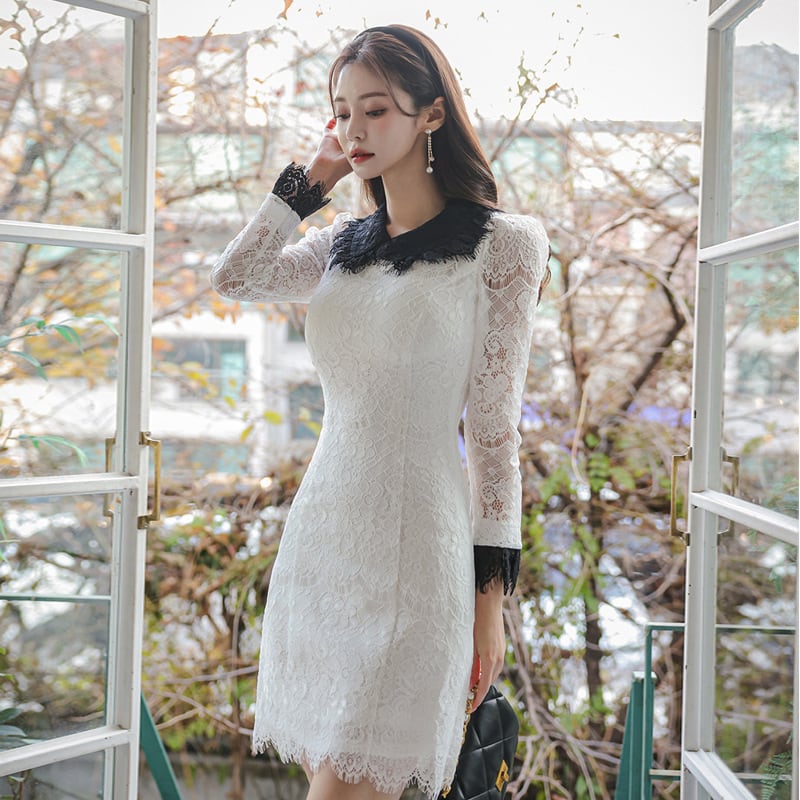 【dress】Aラインレースワンピース Q6943