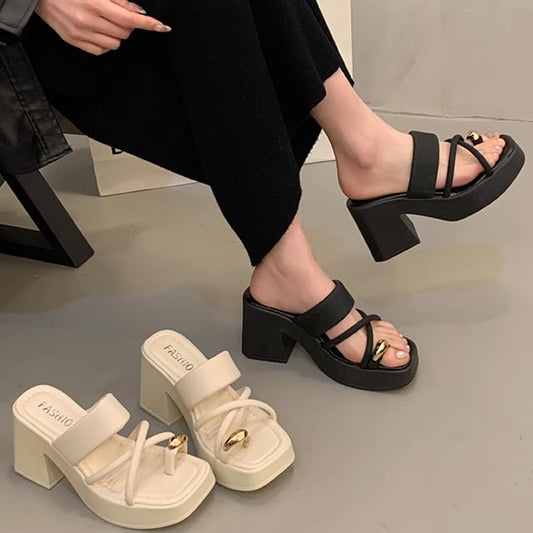 【shoes】2色厚底スリッパF7498
