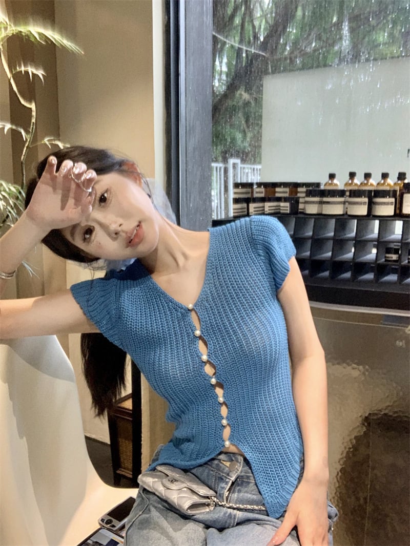 【tops】ニットトップス　M25045