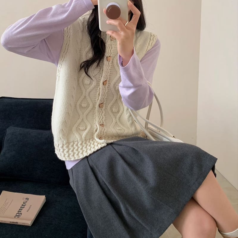 【outer】4色展開ニットベスト Q8067