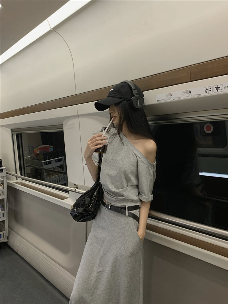 【set】オフショルダートップス×スカートセット　M24840