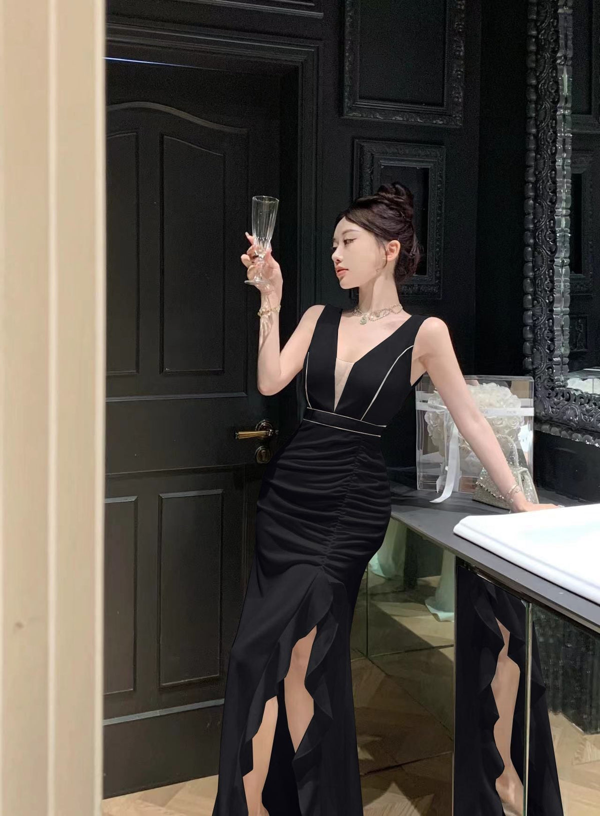 【dress】スリットワンピース　M24072