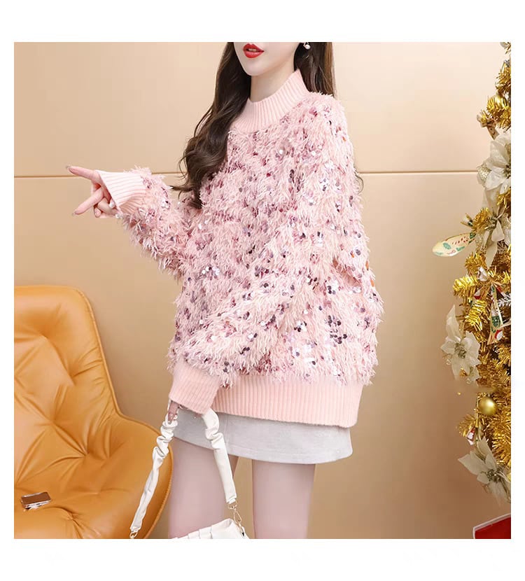 【tops】スパンコールニットセーター　M25751