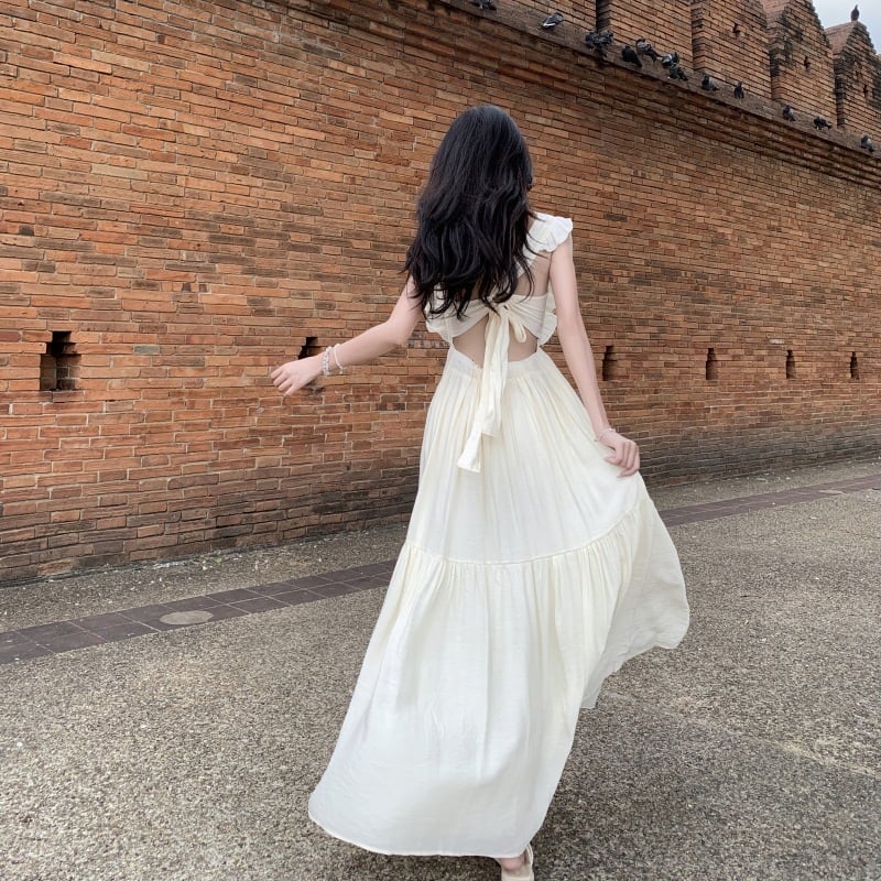 【dress】フリルバックレスワンピース　M24947