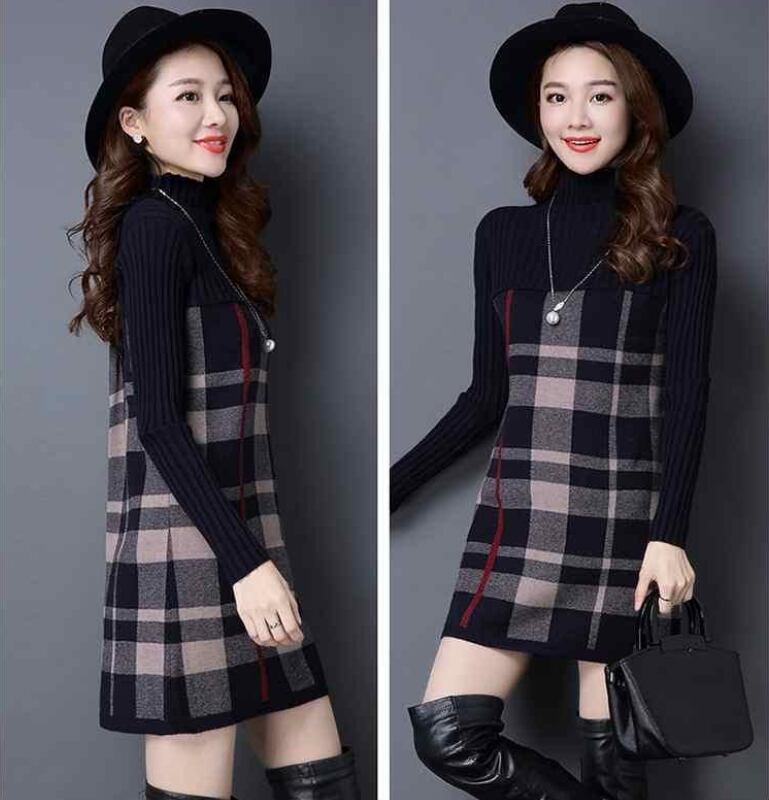 【dress】好感度UP!気質満点レトロ韓流スタイル長袖体型カバー秋冬ワンピース G3403