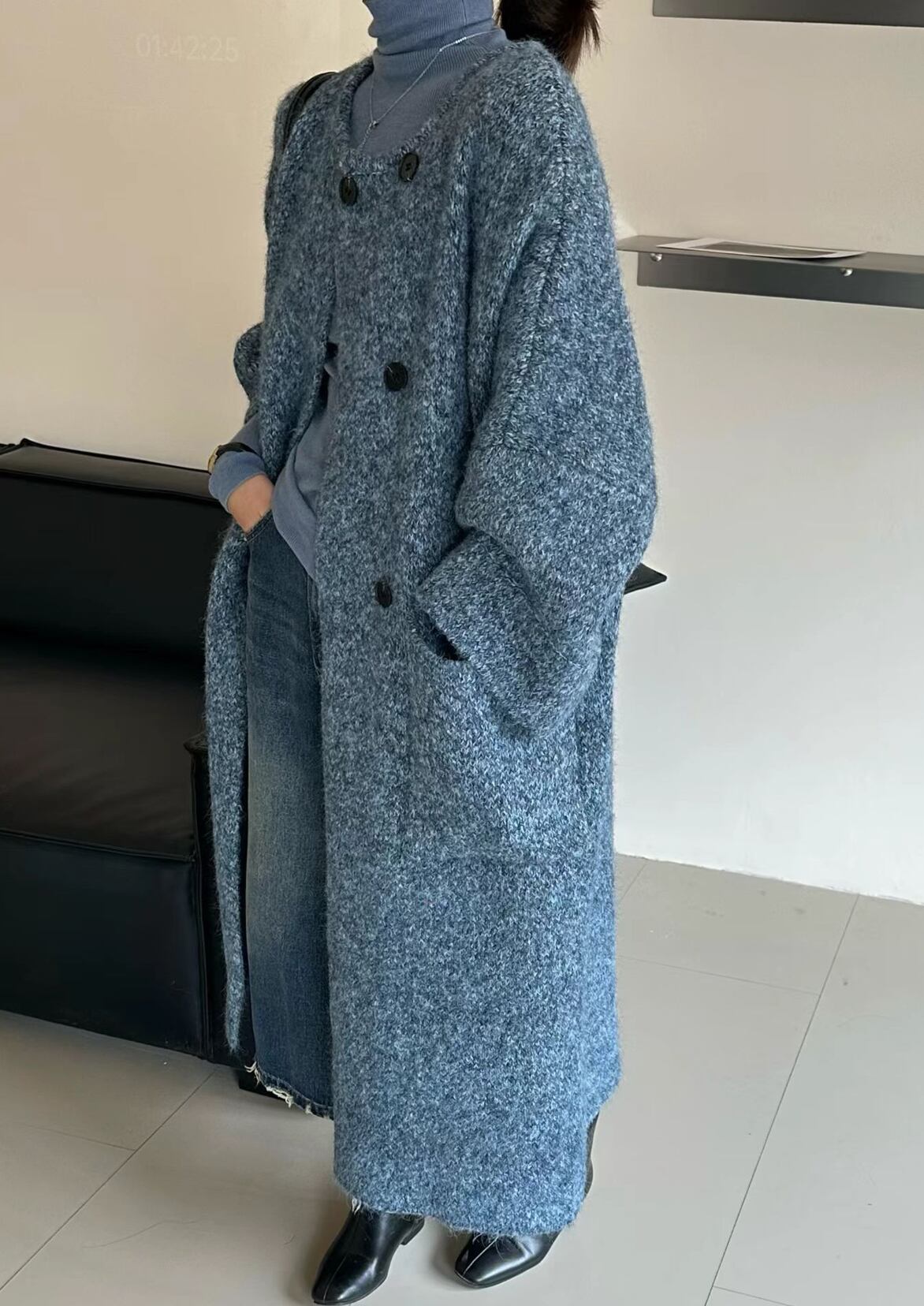 【outer】ロングニットカーディガン Q7388