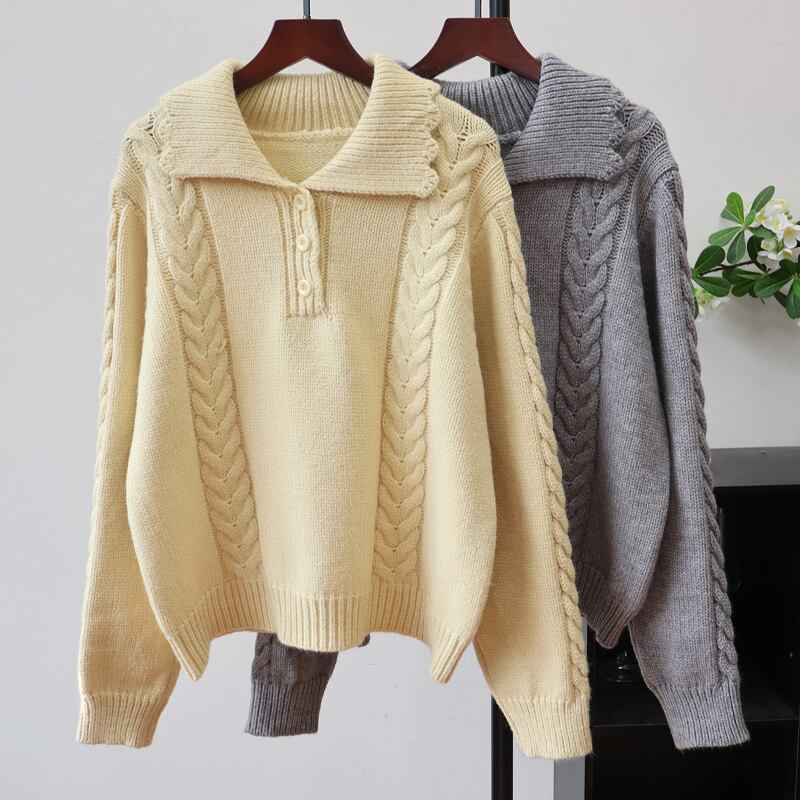 【tops】4色展開ニットトップス Q7086
