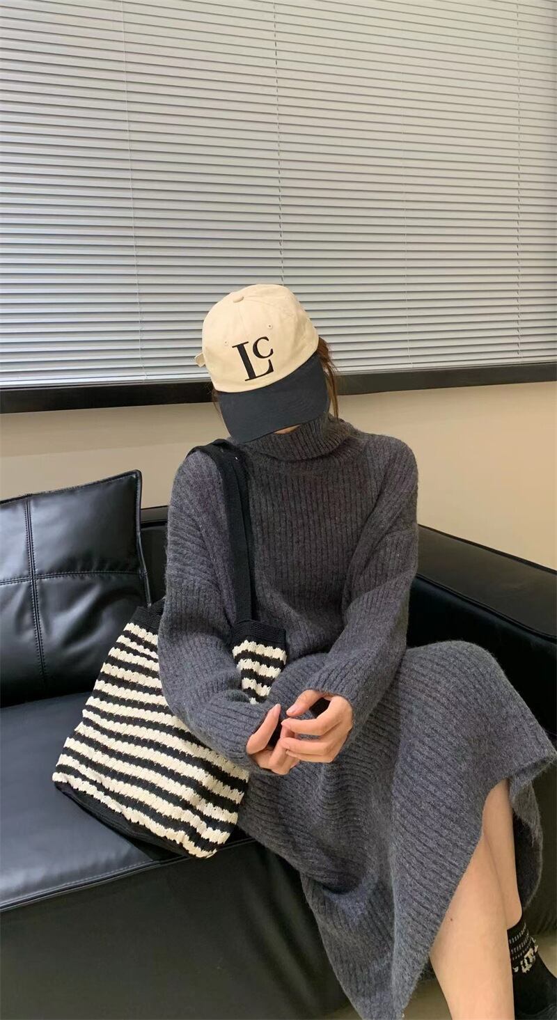 【dress】無地ニットワンピース　M19129