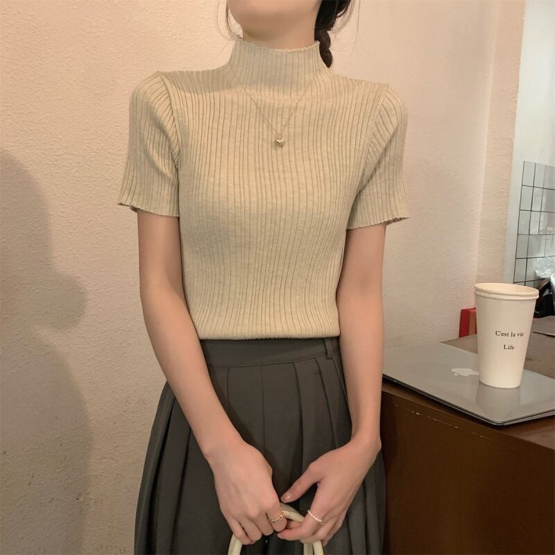 【tops】ハーフネックニットTシャツG21551