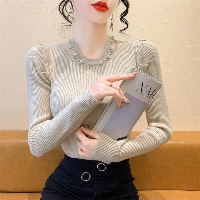 【tops】パールニットトップス　M27556