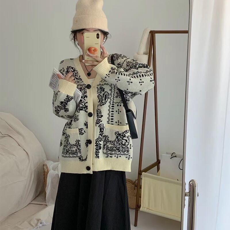 【outer】Vネックニットカーデ　M18283