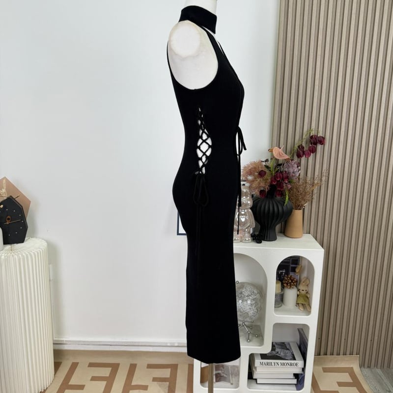 【dress】ノースリーブニットワンピース Q7633
