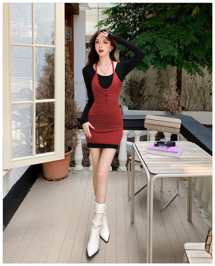 【dress】切り替えニットワンピース　M27072