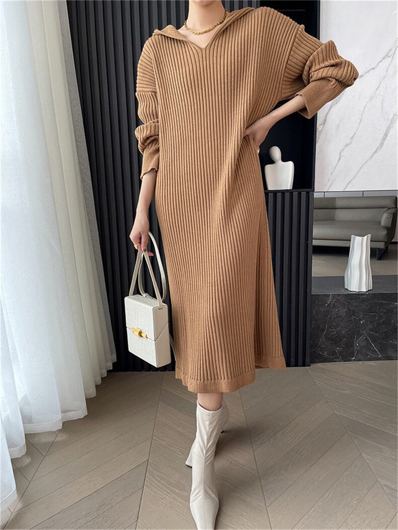 【dress】フード付きニットワンピース　M18237