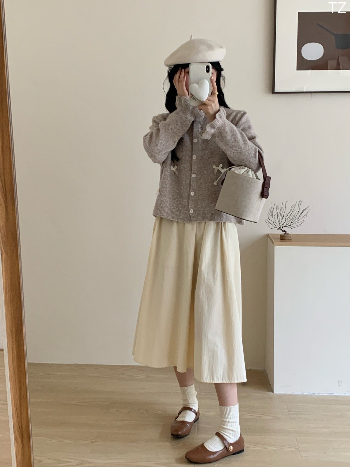 【outer】リボン付きニットカーデ　M17962