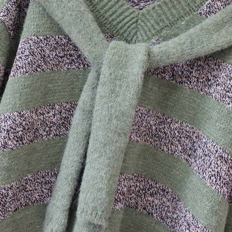 【tops】切り替えボーダー柄ニットセーター　M27831