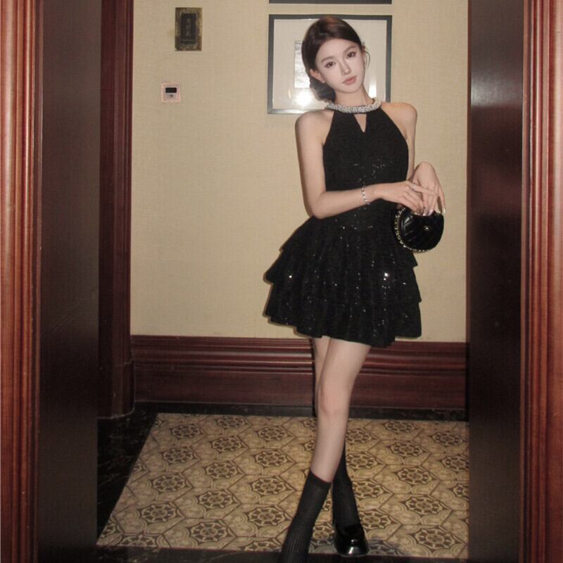 【dress】ビジューノースリーブワンピース　M30049
