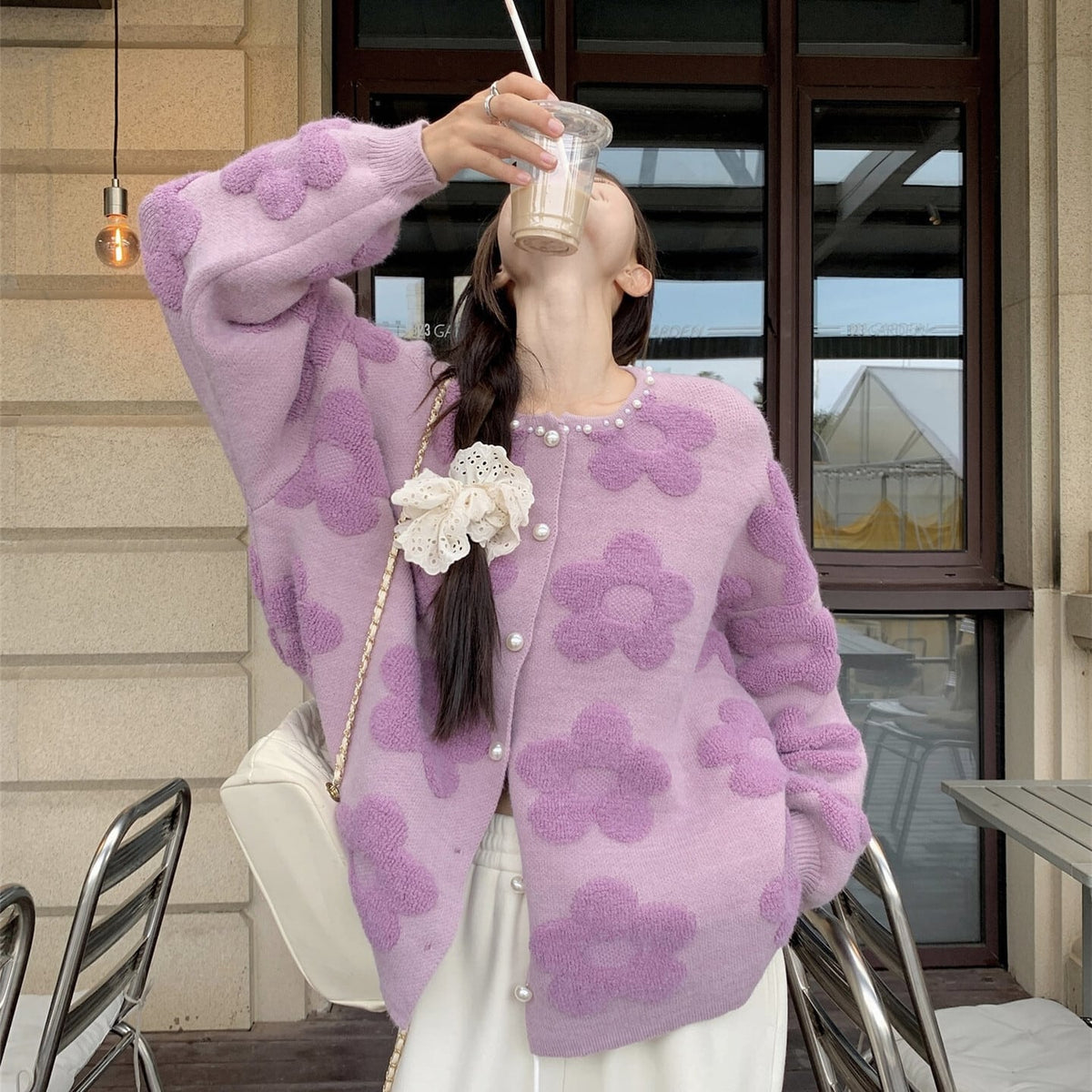 【outer】クルーネックニットカーデ　M27076