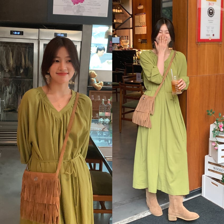 【dress】Vネックワンピース　M25140