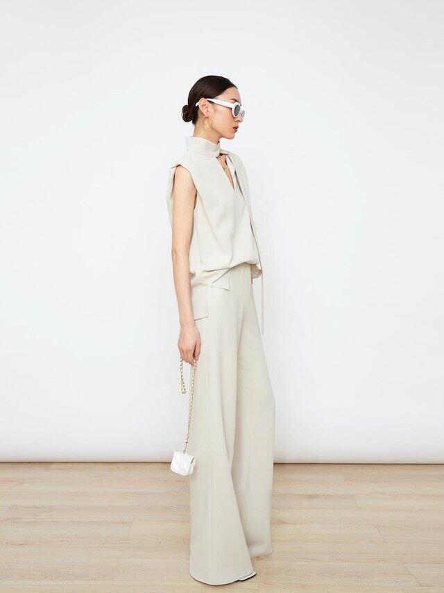 【set】ノースリーブタンクトップ+ガウチョパンツセットアップF7319