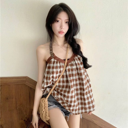 【tops】チェック柄キャミソール G20398
