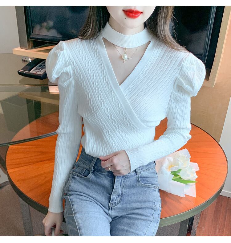 【tops】パフスリーブニットトップス　M18687
