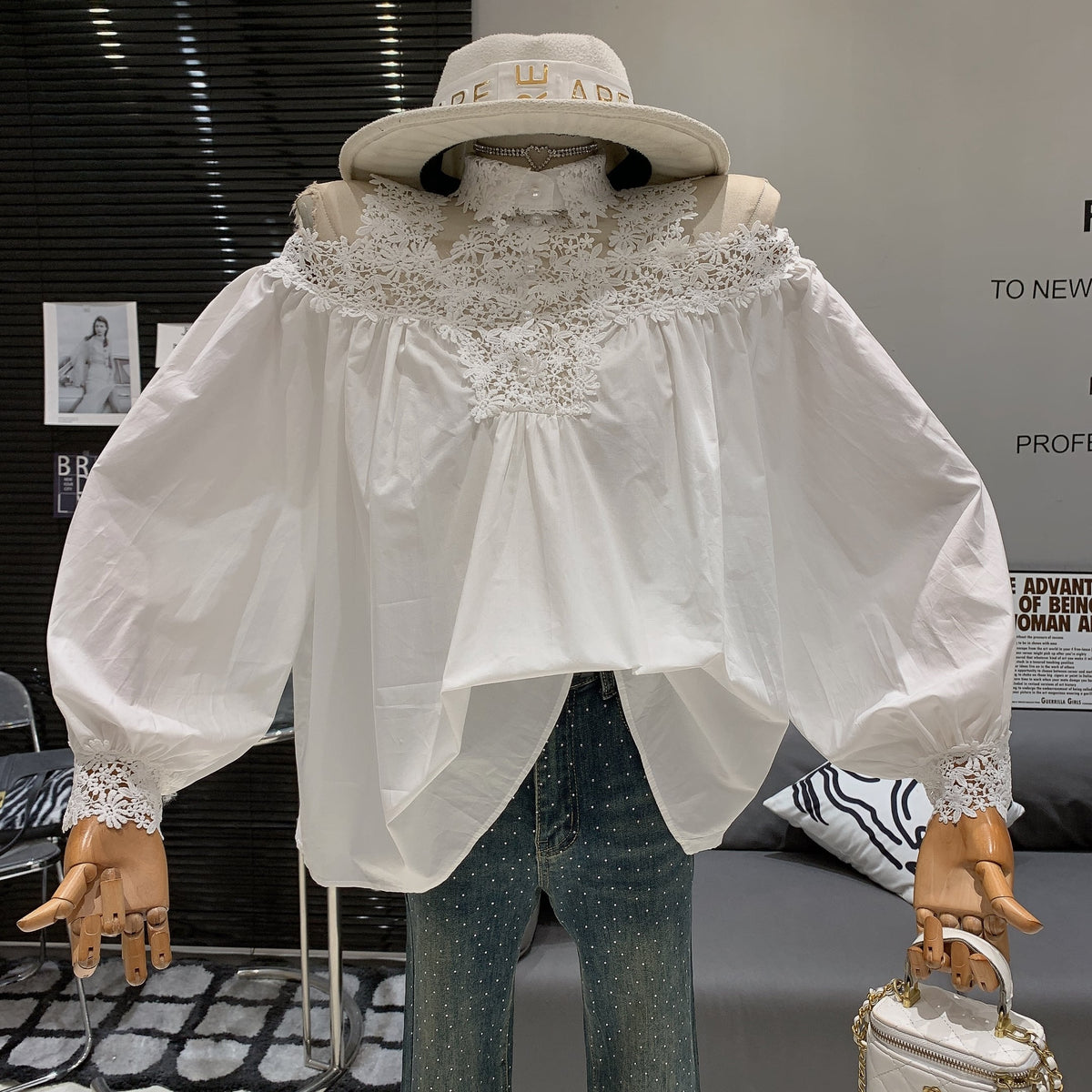 【tops】カットワークシャツトップス　M24705
