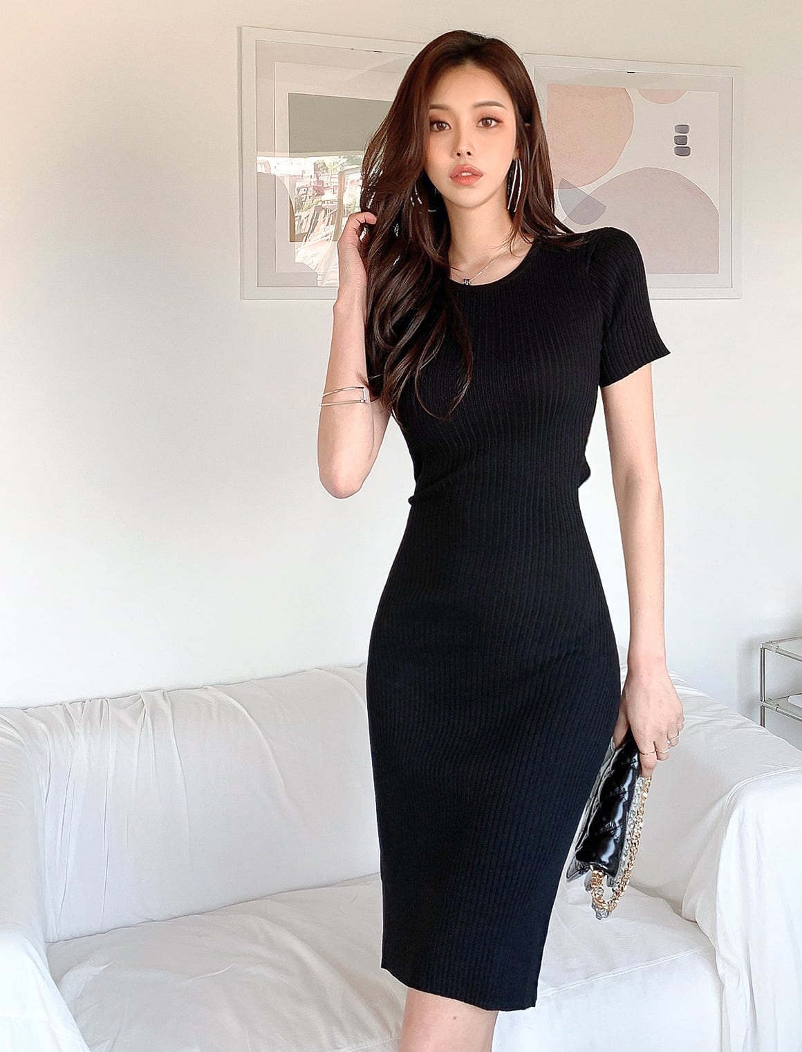 【dress】透かし彫りニットワンピース G21482