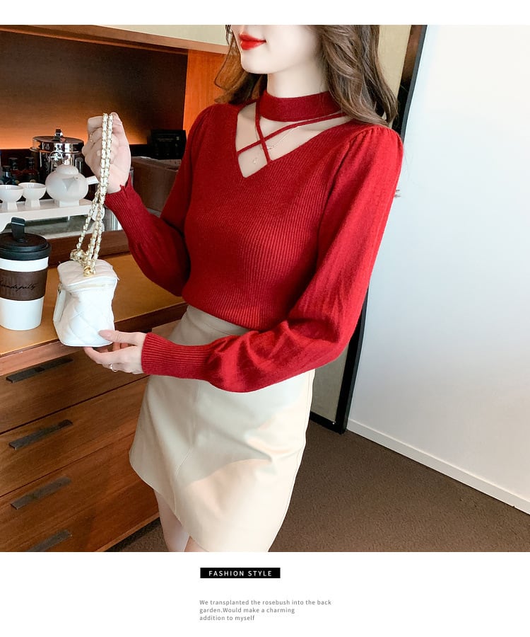 【tops】カットワークニットトップス　M28573