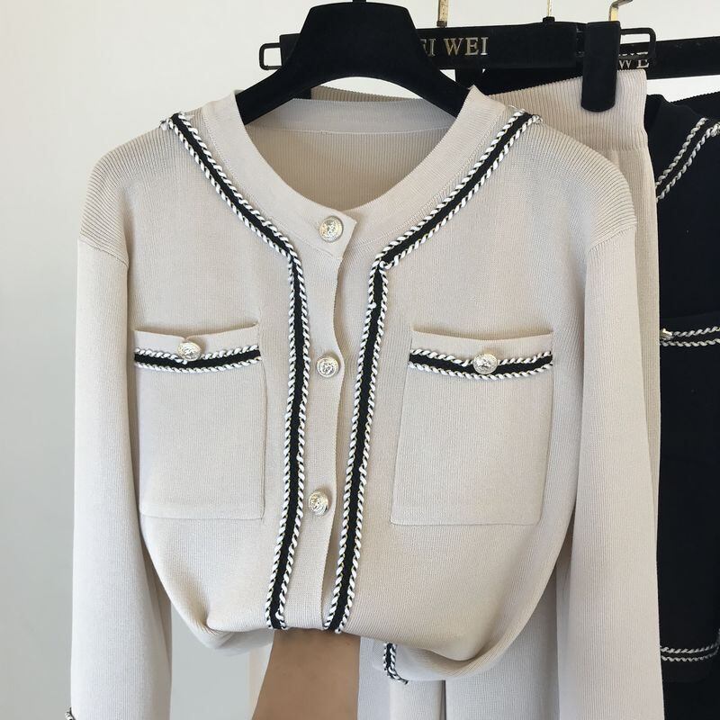 【set】ファッション!気質満点レトロニットカーディガン+ガウチョパンツオシャレ２点セット G3083