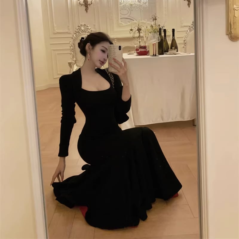 【dress】ロングマーメイドワンピース Q7724