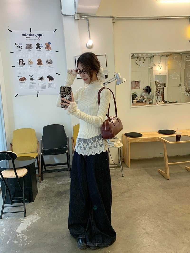 【tops】ドッキングニットトップス　M27458