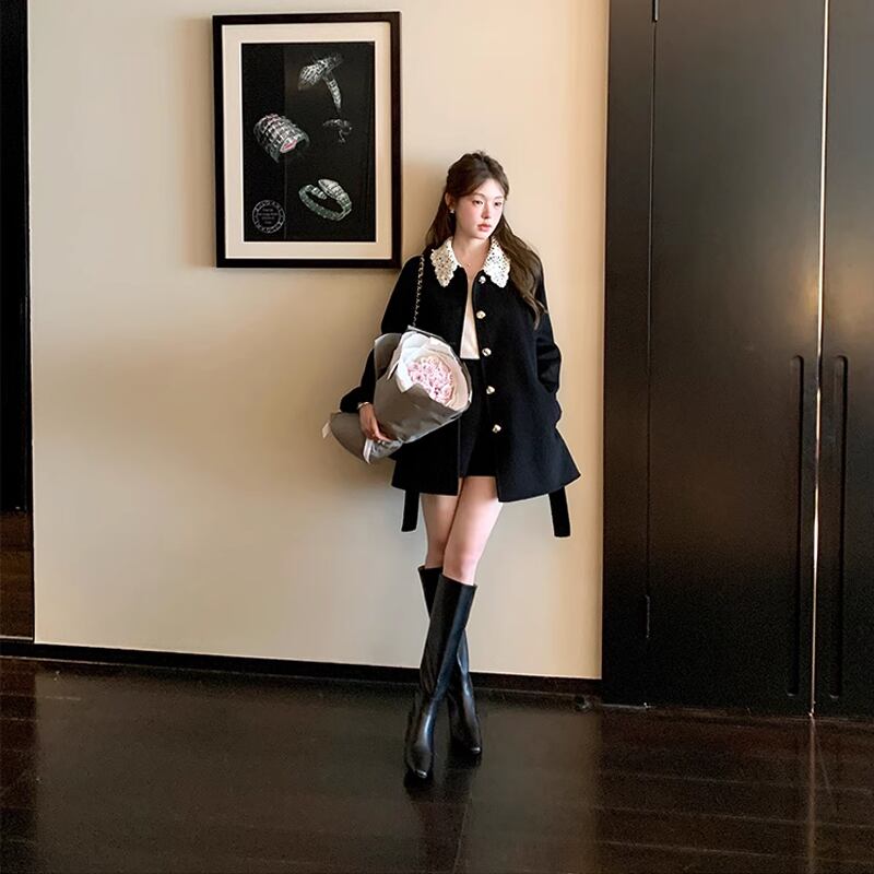 【outer】レースカラーコート Q6873