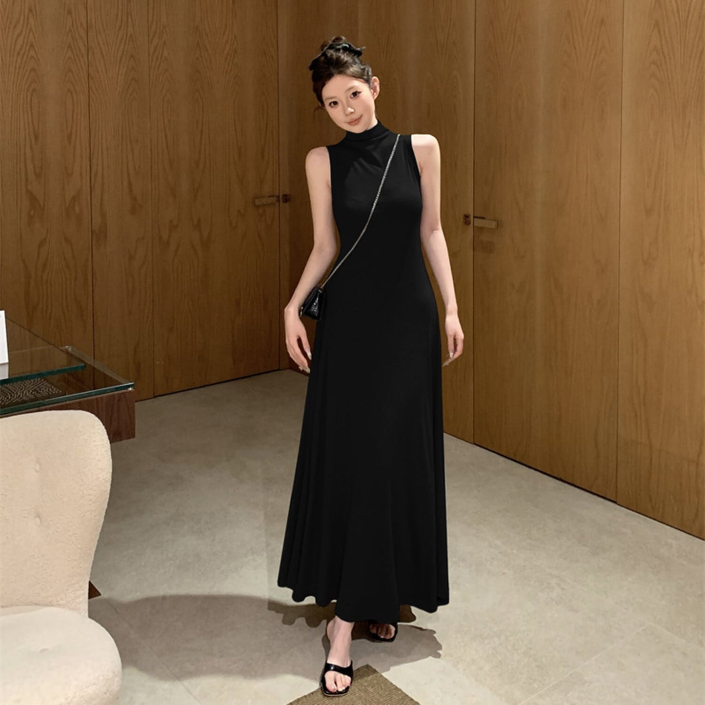 【dress】ハイネックノースリーブワンピース　N2978