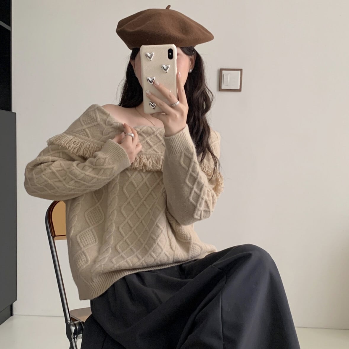 【tops】ボートネックニットセーター　M26280