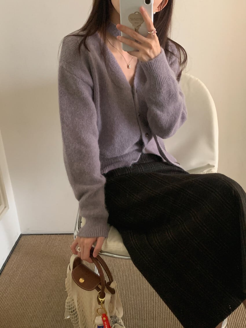 【outer】Vネックニットカーデ　M27492