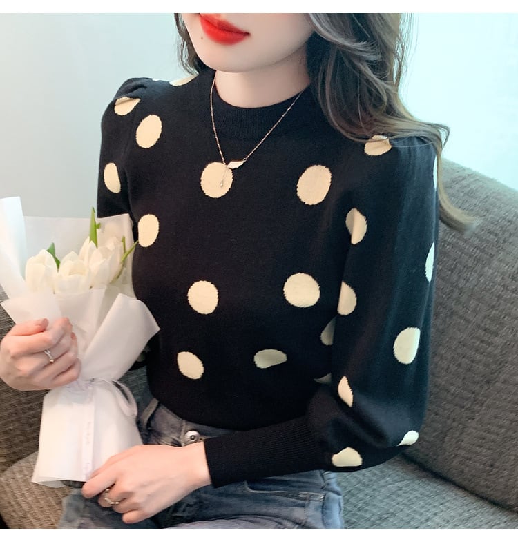 【tops】ドット柄ニットセーターG17322