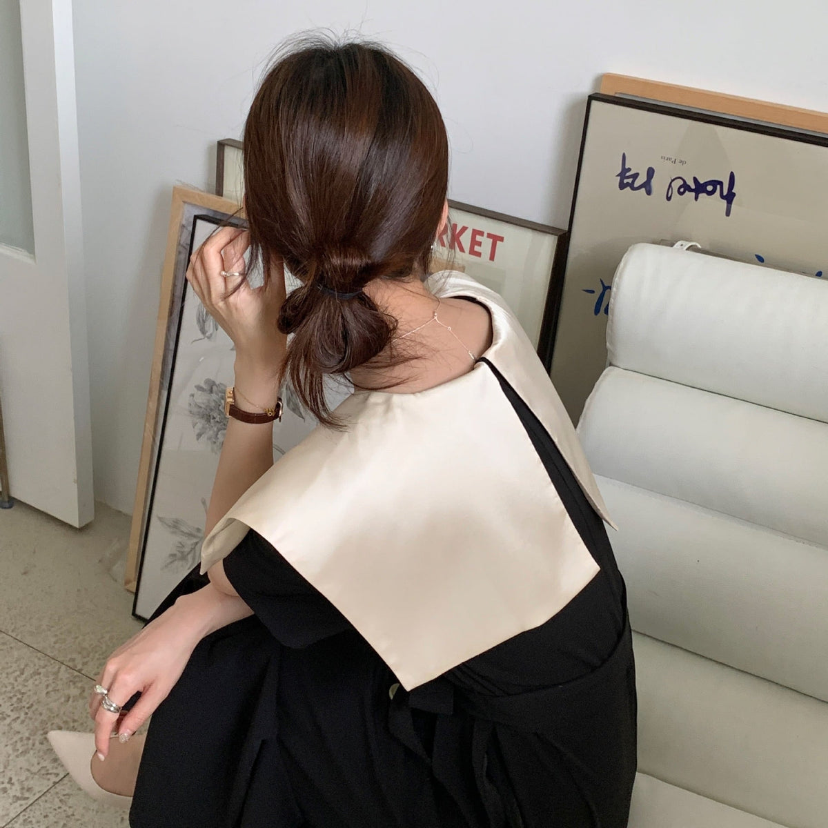 【dress】フリルダブルボタンワンピース　M24745