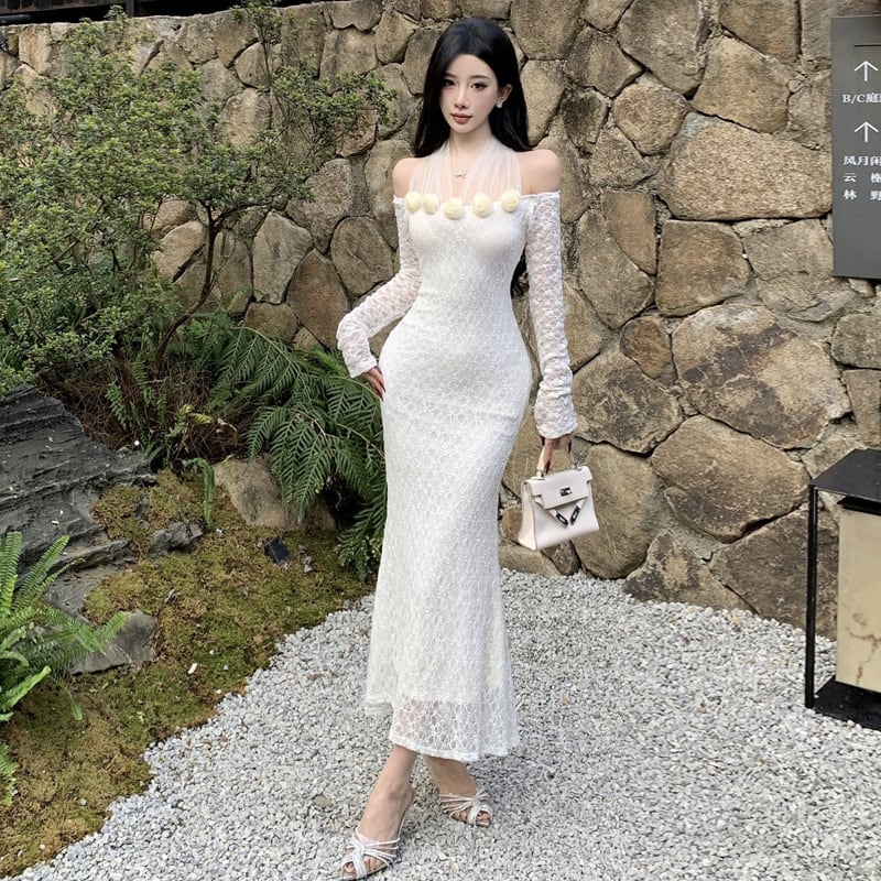 【dress】レースチュールドッキングワンピース　M27960