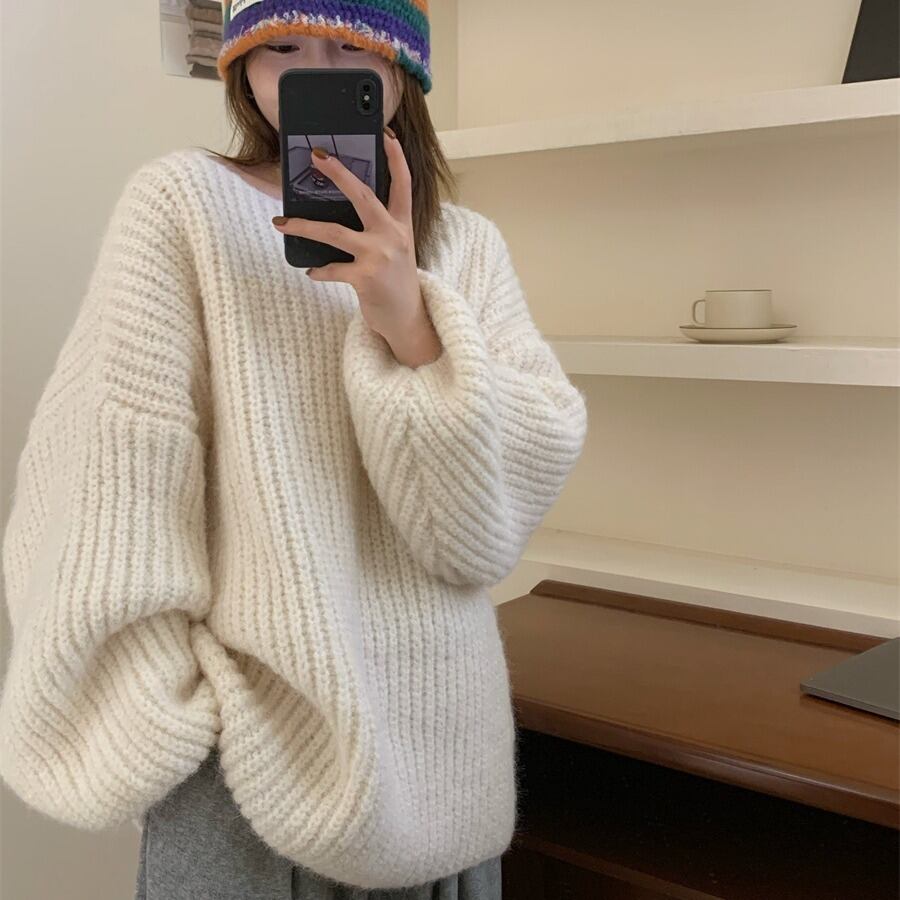 【tops】クルーネックニットセーター　M18988