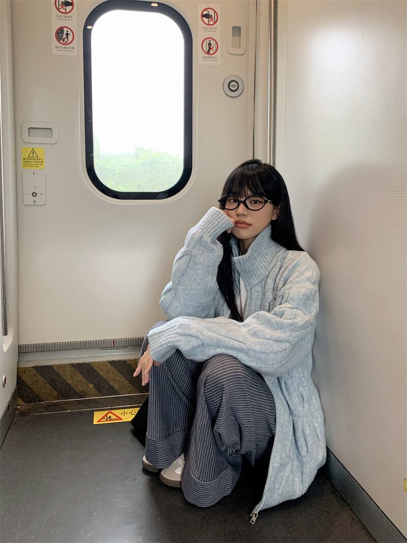 【outer】スタンドネックニットカーデ　M28432
