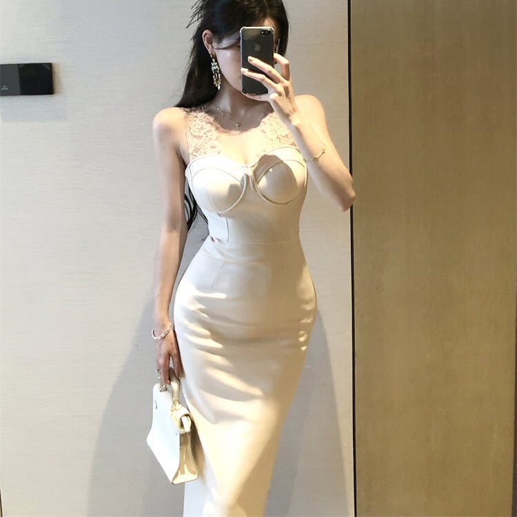 【dress】レース切り替えワンピース　M29625