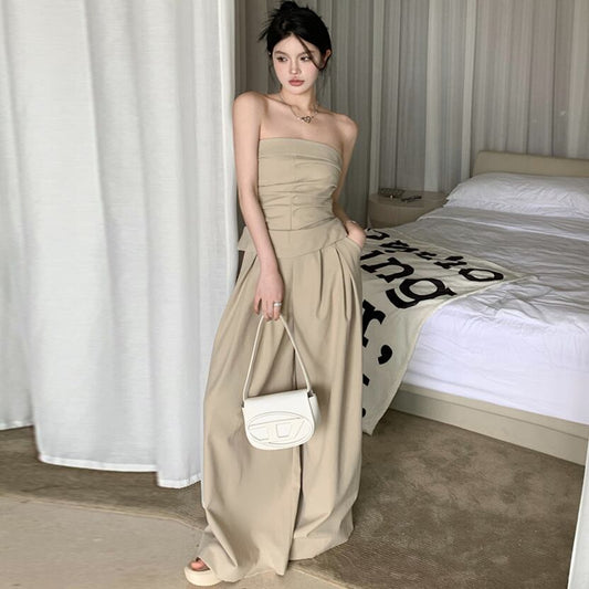 【set】ベアトップ+ガウチョパンツ２点セットG21038