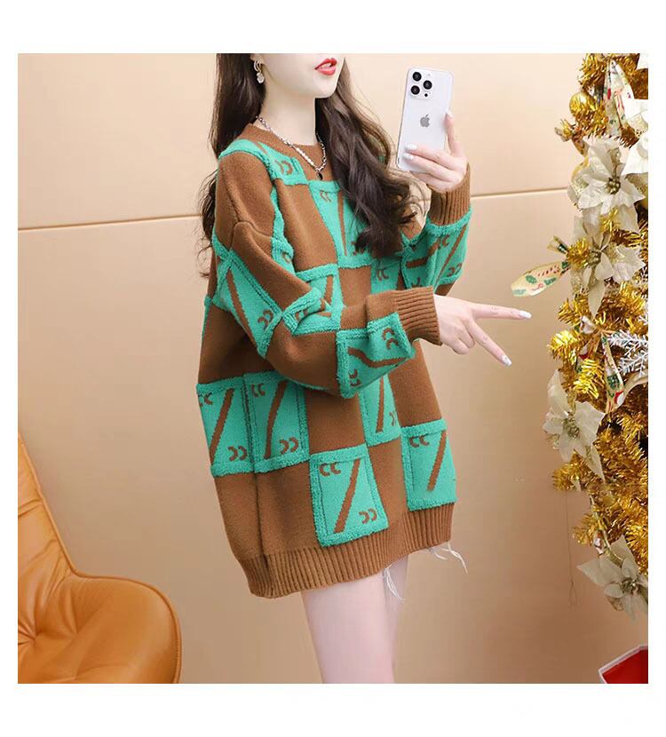 【tops】配色切り替えニットセーター　M29165