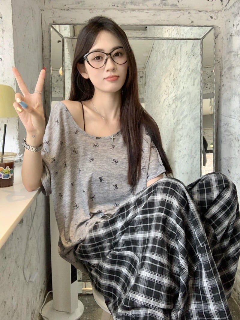 【set】Tシャツ×カジュアルパンツセット　M25139
