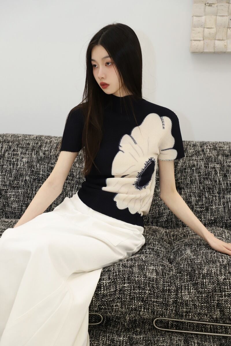 【tops】ハーフネックギャザーTシャツG20184