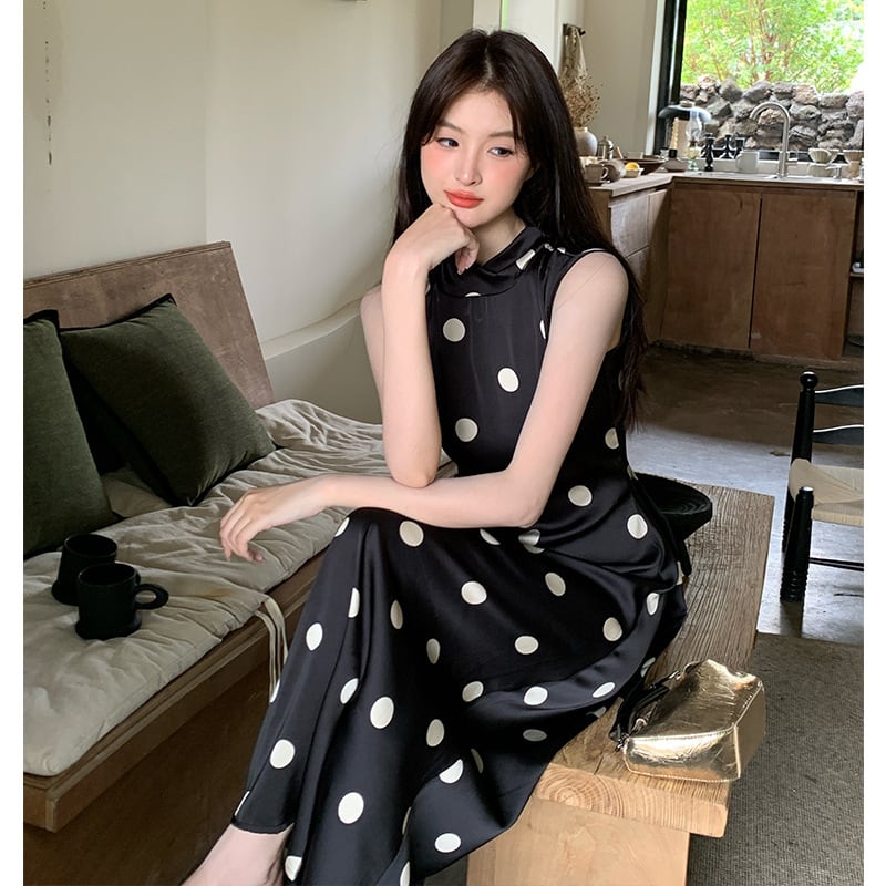 【dress】ノースリーブドット柄ワンピース　M24575