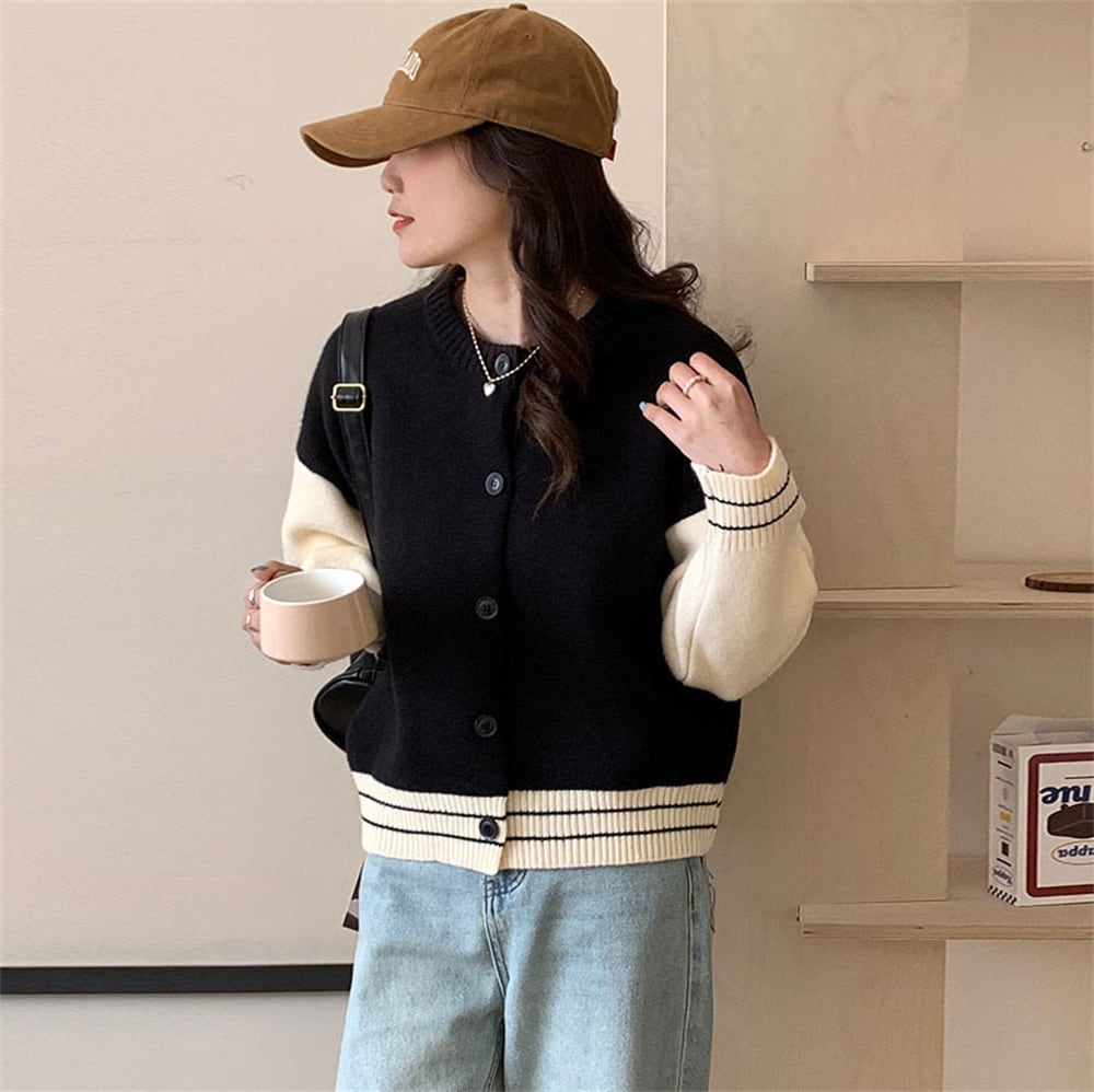 【outer】配色ニットカーデ　M25964